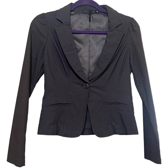 Have Brand Solid Gray Blazer Jacket Long Sleeve Cotton Blend Women's Size M - Picture 1 of 16